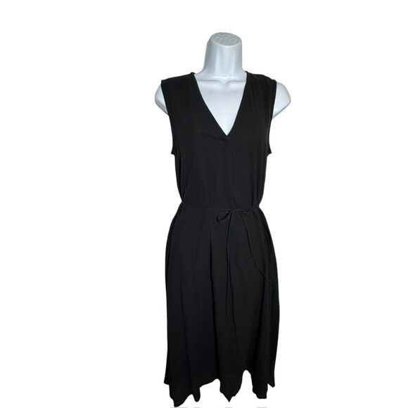 Vince Women's Cinched Sleeveless Midi Dress Cotton Voile Black Size XS NWT - Picture 2 of 12